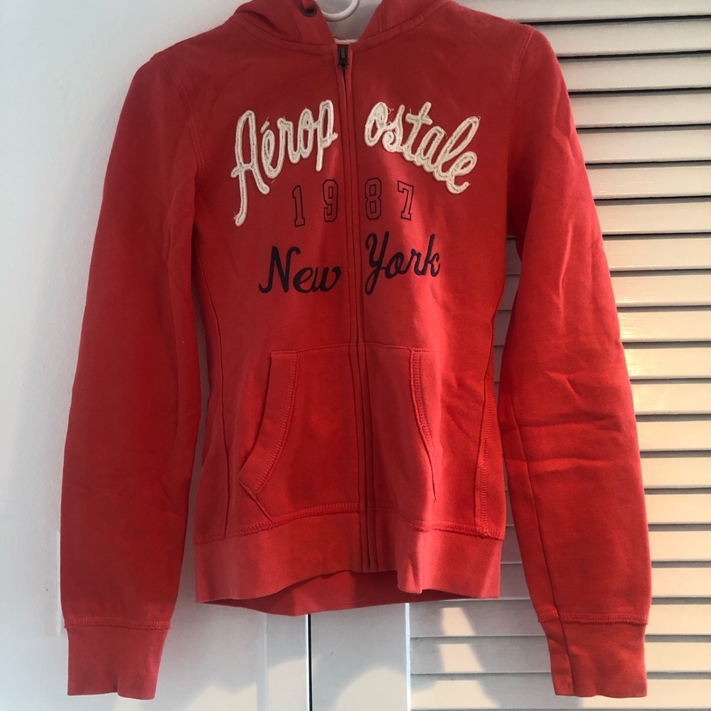Orange Aeropostale zipped hoodie